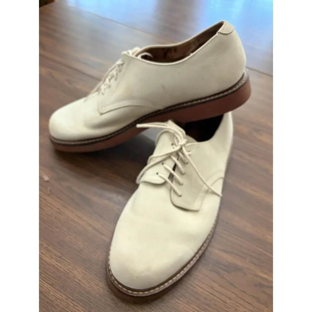 Bass Middlebury Leather Oxford Shoes Men's 10.5 Cream Tan Lace Up Dress Casual
